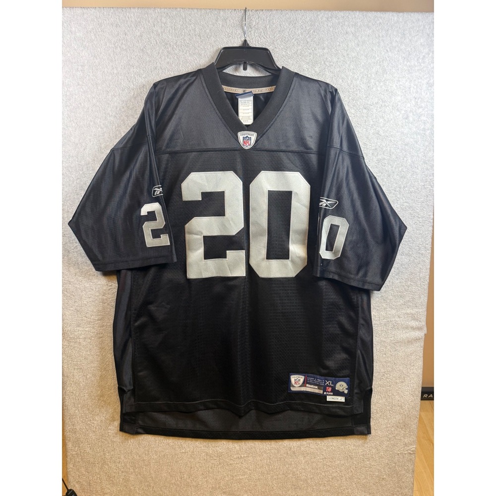 Reebok NFL Oakland Raiders Darren McFadden 20 Jersey Black Silver Mens XL +2 Lng